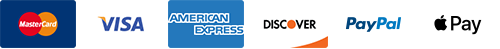 Metode yang Didukung Visa, Mastercard, American Express, Discover, PayPal, and Apple Pay
